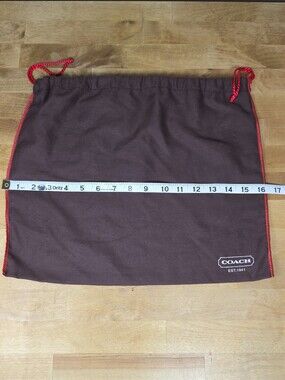 Authentic Coach Brown Cotton Drawstring Dust Bag Storage Pouch 16" x 15"